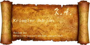 Kriegler Adrián névjegykártya